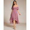 Šaty do tanečních růžové orchidejové asymetrické šifonové – Ever Pretty EG02103OD