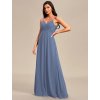 Plesové šaty dlouhé modré šifonové na ramínka – Ever Pretty ES80026DN, prodává Modion.cz