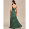 Společenské dlouhé šaty zelené eukalypt – Plumeria (zadní pohled)