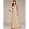 Společenské dlouhé šaty béžové – Plumeria (celkový pohled)