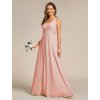 Šaty na svatbu dlouhé růžové šifonové bez rukávů – Ever Pretty ES02355PK, prodává Modion.cz
