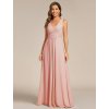 Společenské dlouhé šaty růžové – Amorette (přední pohled)