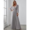 Společenské dlouhé šaty šedé – Hannelore (přední pohled)