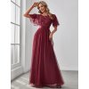 Plesové šaty dlouhé červené tylové s áčkovou sukní – Ever Pretty EP00904BD, prodává Modion.cz