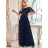 Společenské dlouhé šaty tmavě modré – Prisilla (celkový pohled)