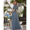 Společenské dlouhé šaty modrošedé – Prisilla (zadní pohled)
