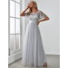 Společenské dlouhé šaty šedé – Prisilla (přední pohled)