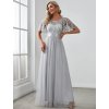 Společenské dlouhé šaty šedé – Prisilla (celkový pohled)