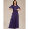 Plesové šaty dlouhé fialové tylové s áčkovou sukní – Ever Pretty EP00904DP, prodává Modion.cz
