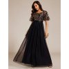 Plesové šaty černozlaté dlouhé s tylovou sukní – Ever Pretty EP00904KG