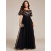 Společenské šaty černozlaté dlouhé tylové s flitry – Ever Pretty EP00904KG