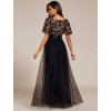 Večerní šaty dlouhé černozlaté tylové s áčkovou sukní – Ever Pretty EP00904KG, prodává Modion.cz