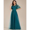 Elegantní večerní šaty petrolejově modré barvy – EP00904TE, Modion.cz