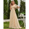Plesové šaty béžové dlouhé šifonové v empírovém střihu s jemným vzorem – Ever Pretty EP09890LR