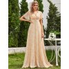 Společenské šaty béžové dlouhé šifonové v empírovém střihu s jemným vzorem – Ever Pretty EP09890LR