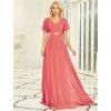Plesové šaty dlouhé růžové šifonové – Ever Pretty EP09890CO, prodává Modion.cz