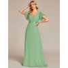 Společenské dlouhé šaty zelené šalvěj – Jessalyn (přední pohled)