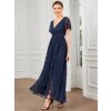 Šaty na svatbu tmavě modré dlouhé krajkové asymetrické – Ever Pretty EE01489NB