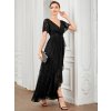 Plesové šaty černé krajkové asymetrické – Ever Pretty EE01489BKtty EE01489BK