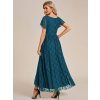 Šaty na ples petrolejové dlouhé krajkové – Ever Pretty EE01489TE
