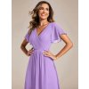 Elegantní společenské šaty fialové levandulové krátké v předu asymetrické midi v zadu – EG01923LV | Modion.cz