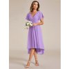 Šaty na svatbu levandulové krátké asymetrické – Ever Pretty EG01923LV