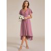 Šaty na svatbu starorůžové krátké v předu asymetrické midi v zadu - EG01923OD | Modion.cz