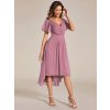Plesové šaty starorůžové krátké v předu asymetrické midi v zadu - EG01923OD | Modion.cz