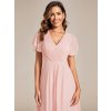 Elegantní společenské šaty růžové krátké v předu asymetrické midi v zadu - EG01923PK | Modion.cz