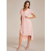 Společenské šaty růžové krátké v předu asymetrické midi v zadu - EG01923PK | Modion.cz