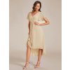 Plesové šaty béžové krátké asymetrické – Ever Pretty EG01923GD