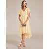 Společenské šaty světle žluté krátké šifonové – Ever Pretty EG01923YL
