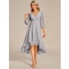 Společenské midi šaty šedé – Vivienne (přední pohled)