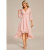 Společenské midi šaty růžové – Vivienne (přední pohled)