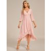 Plesové šaty růžové krátké v předu asymetrické midi v zadu - EG01926PK | Modion.cz