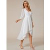 Šaty na svatbu bílé krátké v předu asymetrické midi v zadu - EG01926WH | Modion.cz