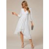 Plesové šaty bílé krátké v předu asymetrické midi v zadu - EG01926WH | Modion.cz