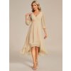 Společenské midi šaty béžové – Vivienne (přední pohled)