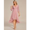 Společenské šaty starorůžové šifonové midi s asymetrickým střihem a dlouhým rukávem – Ever Pretty EG01926DR