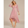 Společenské midi šaty pudrově růžové – Vivienne (celkový pohled)