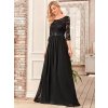 Plesové šaty černé dlouhé šifonové s krajkou – Ever Pretty EP07412BK