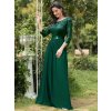 Společenské šaty smaragdové dlouhé šifonové s krajkovými rukávy – Ever Pretty EP07412DG
