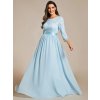 Společenské dlouhé šaty bleděmodré – Vitoria (celkový pohled)