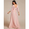 Společenské dlouhé šaty růžové – Vitoria (zadní pohled)