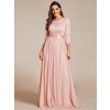 Plesové šaty světle růžové dlouhé šifonové s krajkou – Ever Pretty EP07412PK412PK