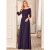 Plesové šaty fialové dlouhé šifonové s krajkou – Ever Pretty EP07412DP