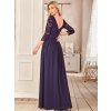 Společenské dlouhé šaty fialové – Vitoria (zadní pohled)