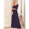 Společenské dlouhé šaty fialové – Vitoria (přední pohled)