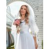 Bílé svatební šaty pro nevěstu s krajkovými rukávy – Ever Pretty EP07412WH