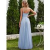 Elegantní šaty bleděmodré tylové dlouhé zdobené perlami – Ever Pretty EH02075BL